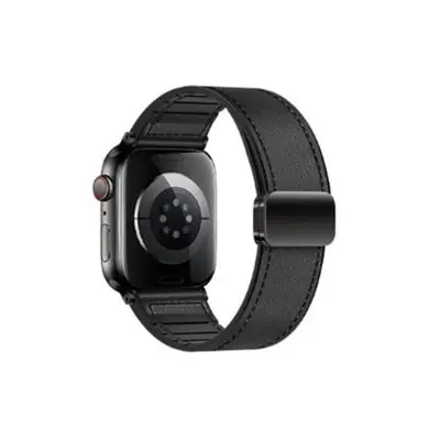 Vrhunska kožna narukvica za Apple Watch s magnetskim kopčanjem Crna