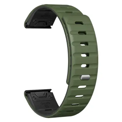Brza otpuštanja silikonski magnetski remen za sat za Garmin Fenix 8/7X/Epix Zelena+Crna