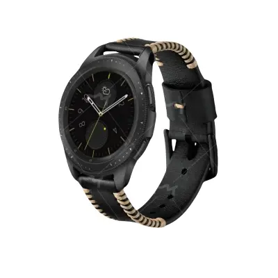 Elegantna kožna narukvica za Galaxy Watch3 (41/42 mm) - 20 mm Crna