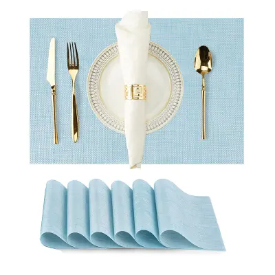 Set od 6 podmetača, 30x45 cm, miješane boje Plava + Bijela