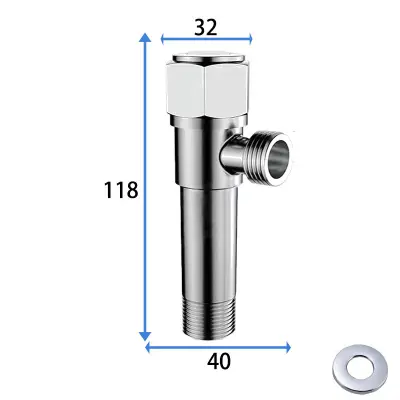Produženi kutni ventil od 118 mm s bakrenom jezgrom i stabljikom Srebrna