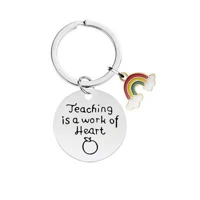 Rainbow Epoxy Stainless Steel Keychain CHY030 Srebrna