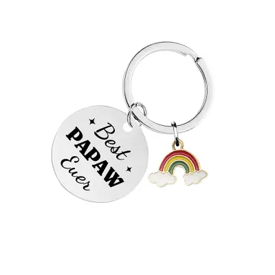 Rainbow Epoxy Stainless Steel Keychain CHY008 - Srebrna Srebrna
