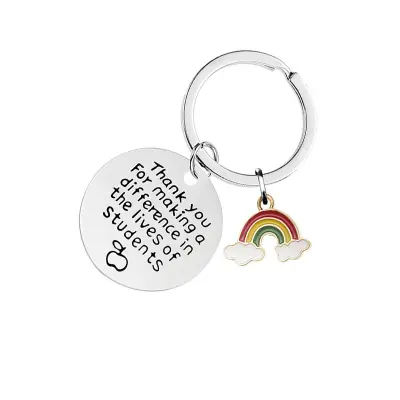 Rainbow Epoxy Stainless Steel Keychain CHY023 Srebrna
