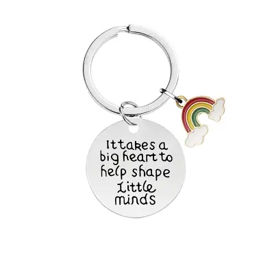Rainbow Epoxy Stainless Steel Keychain CHY025 - Srebrna Srebrna