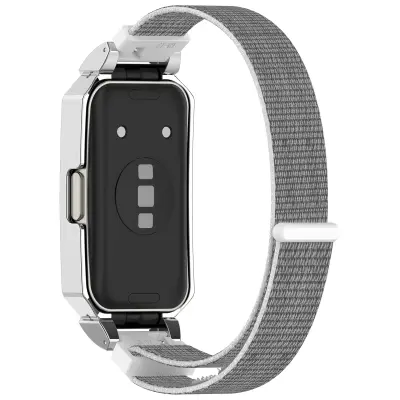 Elegantni remen od tkanog najlona sa srebrnim okvirom za Huawei Band Siva