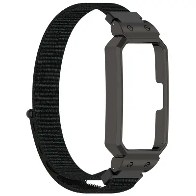 Elegantni remen od tkanog najlona sa srebrnim okvirom za Huawei Band Crna