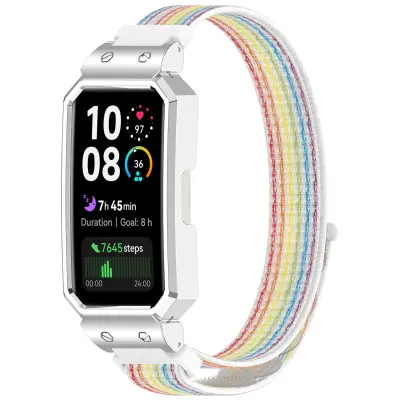 Elegantni remen od tkanog najlona sa srebrnim okvirom za Huawei Band Višebojno
