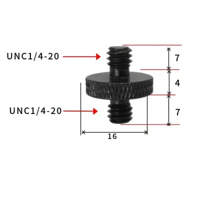 Adapter navoja stativa 1/4" do M10 - pakiranje od 5 komada Crna