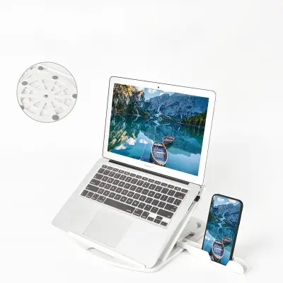 Podesivo postolje za prijenosno računalo s držačem za telefon Bijela