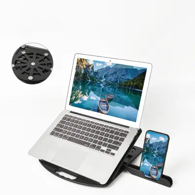 Podesivo postolje za prijenosno računalo s držačem za telefon Crna