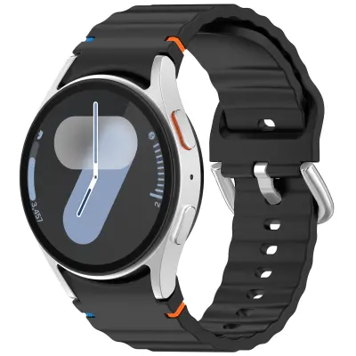 Samsung Watch 7 Wave Remen - Srebrna kopča (otporan na blijeđenje) Crna