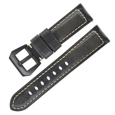 Talijanski kožni remen za sat - sivo crni - 22 mm Tamno siva