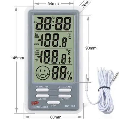 Višenamjenski digitalni termometar s velikim zaslonom Siva