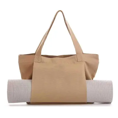 Platnena torba za prostirku za jogu za žene, torba za nošenje prostirke za jogu na otvorenom Bež