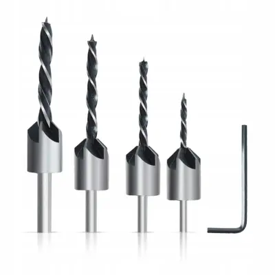 Set Svrdla s Upuštačem 3-6mm – Precizno Bušenje i Upuštanje | 4 Svrdla + Imbus Ključ
