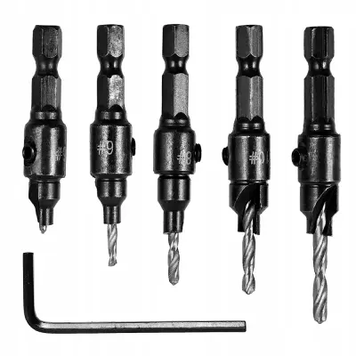 Set Svrdla Za Konfirmate 5-12 Mm – 5 Komada + Ključ | Nehrđajući Čelik, 1/4" (6,35 Mm)