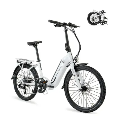 Bijeli sklopivi električni gradski bicikl Swan 24, domet 70 km - baterija 10,4 Ah