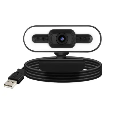 Web Kamera USB 1080P HD Širokokutna LED Osvjetljenje Mikrofon Rotirajuća Crna