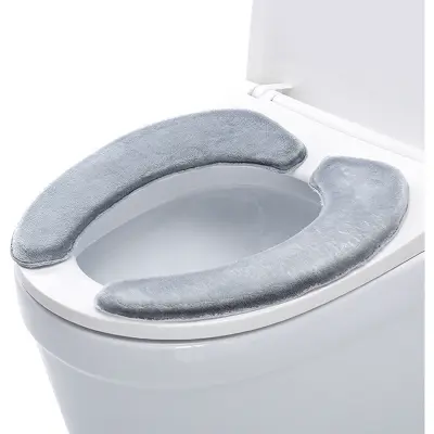 Set plišanih navlaka za WC dasku - duga, flanel, 2 kom Siva