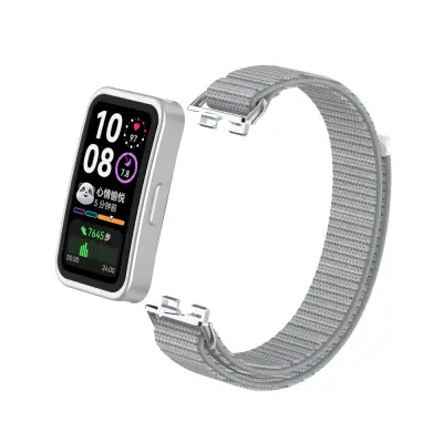 Elegantna najlonska narukvica za Huawei Band 10/9/8 s metalnim adapterima Siva