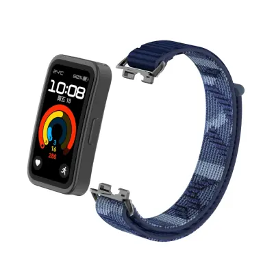 Elegantna najlonska narukvica za Huawei Band 10/9/8 s metalnim adapterima Plava
