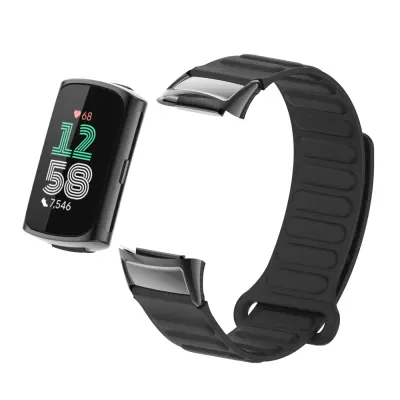 Magnetski silikonski remen za Fitbit Charge 5 s metalnom glavom Crna