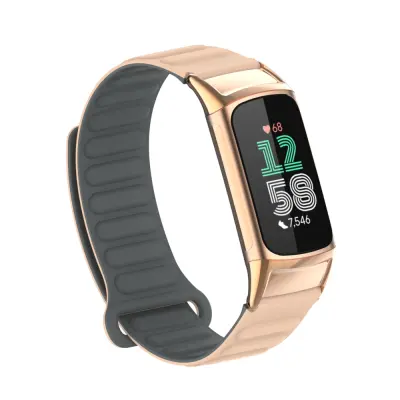 Magnetski silikonski remen za Fitbit Charge 5 s metalnom glavom Marelica