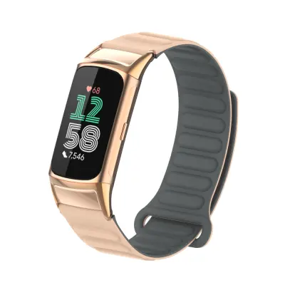 Stilski magnetski silikonski remen za Fitbit Charge 6 Boja marelice