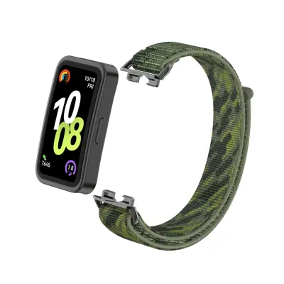 Elegantna najlonska narukvica za Huawei Band 10/9/8 s metalnim adapterima Zelena