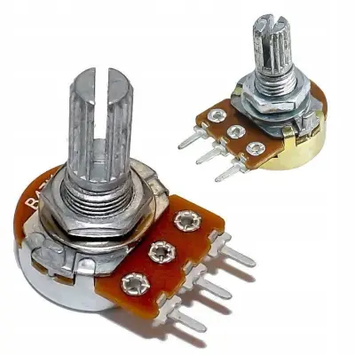 Potenciometar Liniarni B10K 10K Ohm – Metalno Kućište, 300° Rotacija | Osovina 15mm, 0.125W