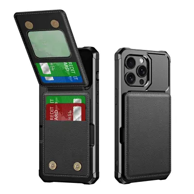 Elegantna crna futrola-novčanik za iPhone 15 Pro Max Crna