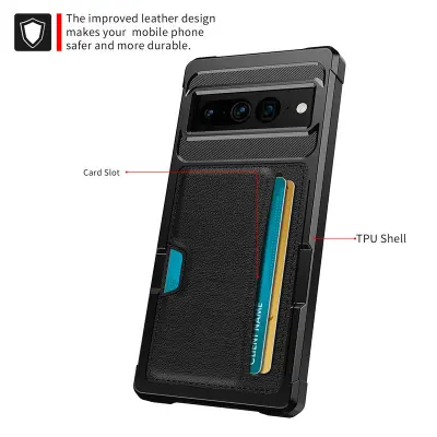 Elegantna crna futrola-novčanik za Google Pixel 7 Pro Crna