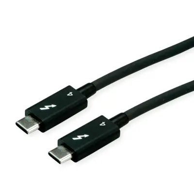 Roline USB-C Thunderbolt4 kabel 100W, M/M, 1.0m, crni