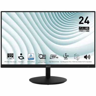 MSI 23.8" PRO Monitor MP242A, IPS Full HD, 100Hz, 1ms, Adaptive Sync, DisplayPort, HDMI, VGA, Zvučnici