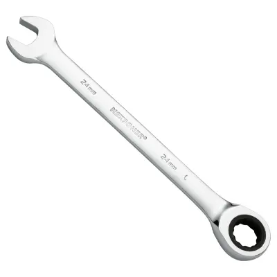 MAXPOWER 24 mm kombinirani ključ s ragljom, 12-kutni zupčasti ključ, 72-zupčasta raglja, kovan i toplinski obrađen kromirani čelik, metrički.
