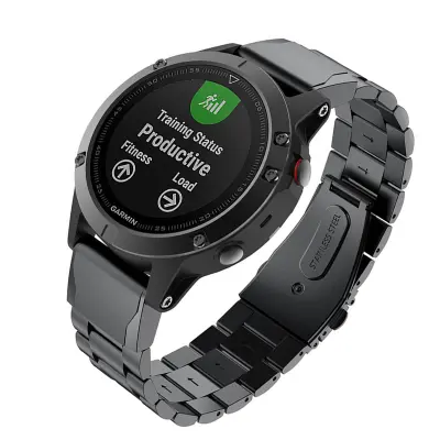 20mm Quick Release Stainless Steel Watch Band for Garmin Fenix 7s - Black Crna