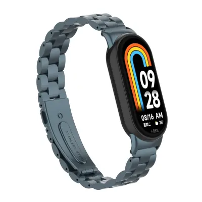Narukvica od punog nehrđajućeg čelika kompatibilna s fitness trackerom Xiaomi Mi9, tamno siva metalna narukvica s dizajnom tri karike Siva