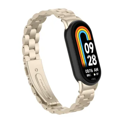 Puna narukvica od nehrđajućeg čelika kompatibilna s Xiaomi Mi9 Fitness narukvicom, metalna narukvica s tri karike u boji izvan bijele Zlatna