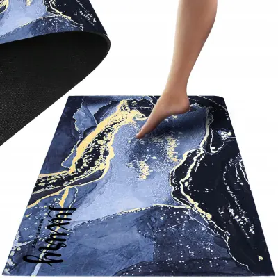 Periva neklizajuća kupaonska tepih 80x50 cm tamnoplavi mramor