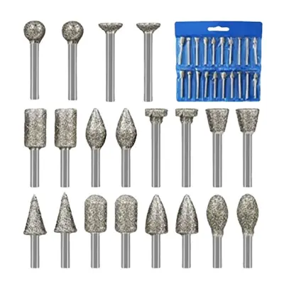 Set od 20 dijamantnih brusnih glava za rezbarenje kamena (70g) Srebrna