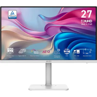 MSI 27" Modern Monitor MD272UPHW, IPS 4K UHD, 60Hz, 4ms, Adaptive-Sync, DisplayPort, 2x HDMI, USB-C, USB Hub, Pivot, Zvučnici