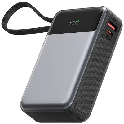 Powerbank Acefast PD65W, 20000 mAh s kablom sivi