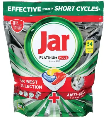 Kapsule za strojno pranje posuđa Jar Platinum Plus All in One Lemon (54 kom)