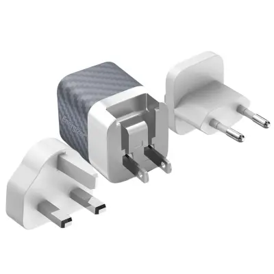 Punjač 3.0 za zid GaN 4A USB i USB-C 38W Višenamjenska utičnica EU / UK / US