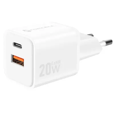 Punjač GaN III 20W s USB-C i USB priključkom u mini formatu