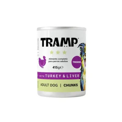 Tramp 3* Komadići hrane za pse s puretinom i jetrom - Komadići puretine i jetre za odrasle pse, 8 x 415 g