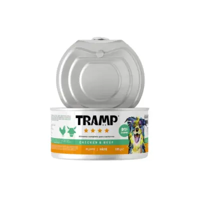 Tramp 4* Pseća pašteta za štence - Pašteta za štence s piletinom i govedinom, 16 x 185 g