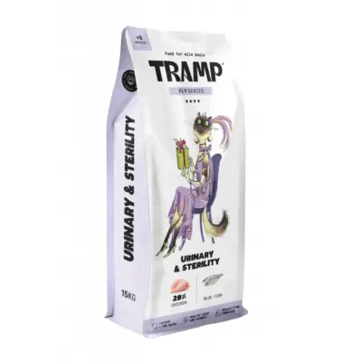 Tramp Fly Urinary&Sterility - Specijalizirana suha hrana za mačke za podršku zdravlju mokraćnog sustava i steriliziranih mačaka, 15 kg