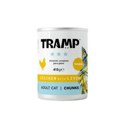 Tramp 3* Mačji komadići piletine s jetricom - Komadići piletine i jetrice za odrasle mačke, 8 x 415 g